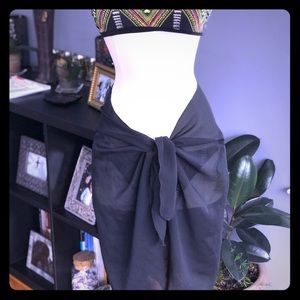 Short, Sheer, Black Coverup Sarong Skirt Size L/XL